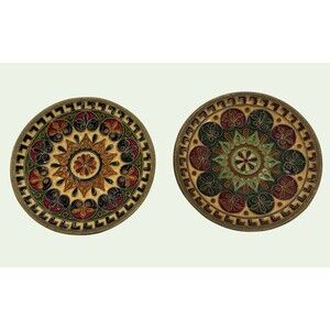 Vtg Cloisonne Mosaic Enameled Brass Wall Hanging Plates 5" Mandala Byzantine Set